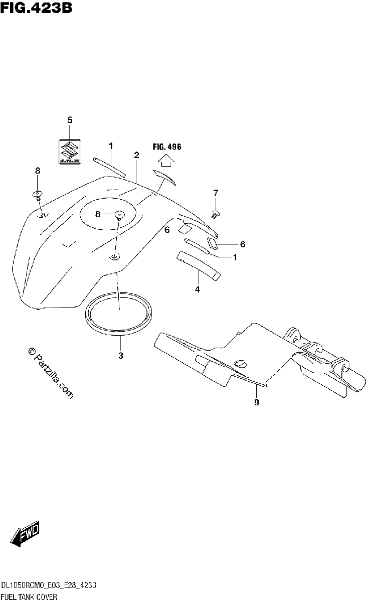 Diagrama de FUEL TANK COVER DL1050RC