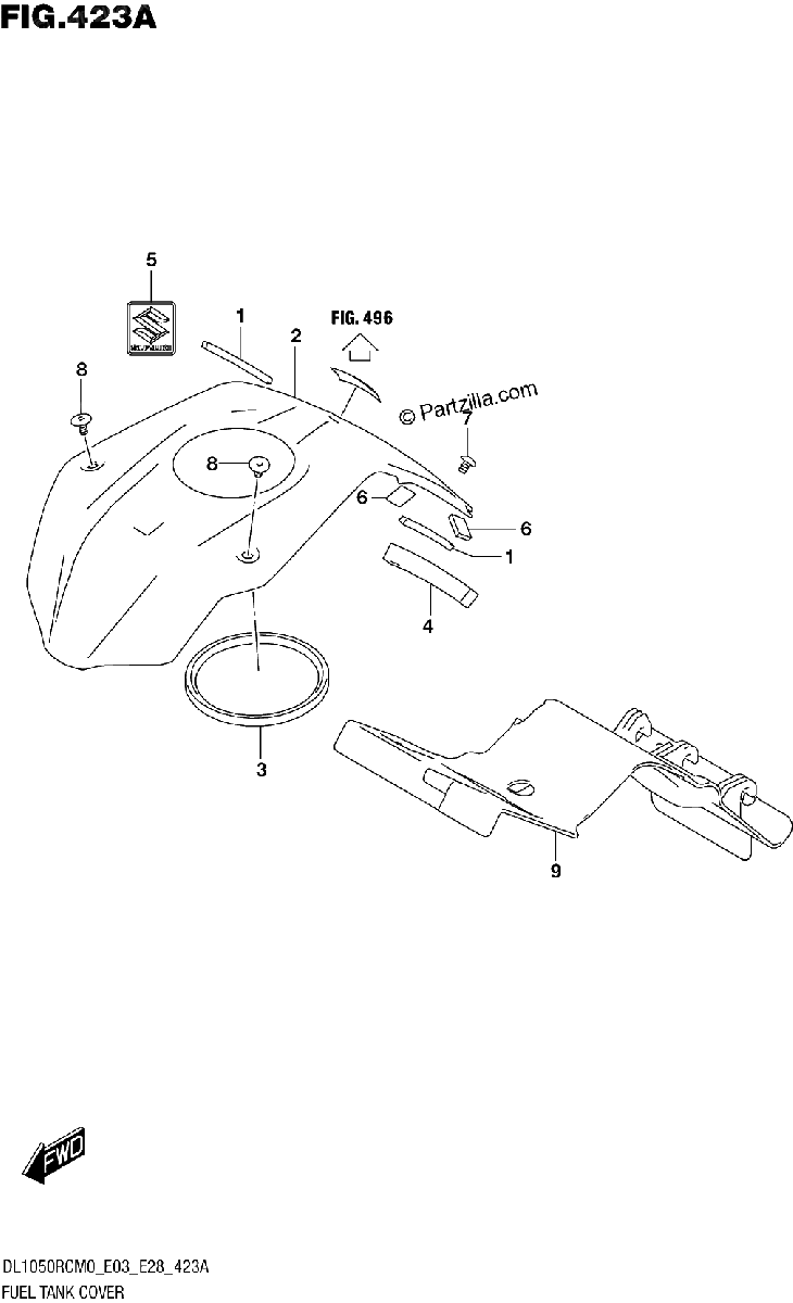 Diagrama de FUEL TANK COVER DL1050RQ