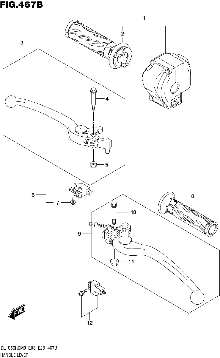 Diagrama de HANDLE LEVER DL1050RC