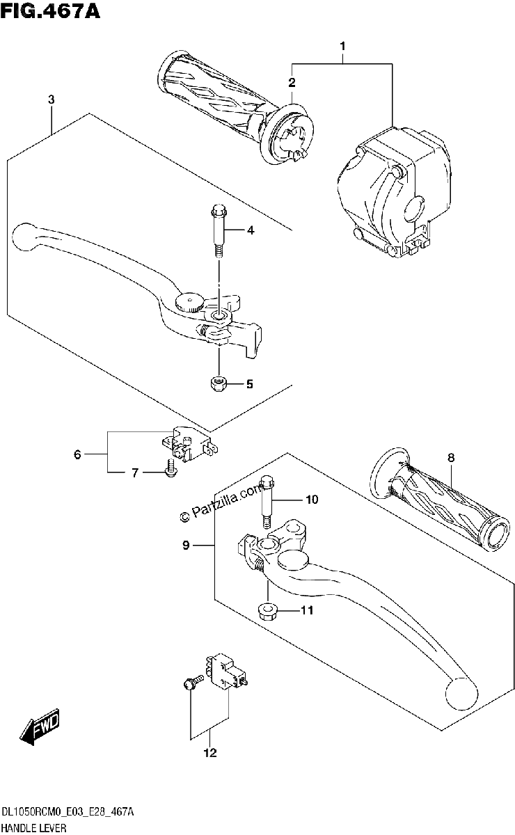 Diagrama de HANDLE LEVER DL1050RQ
