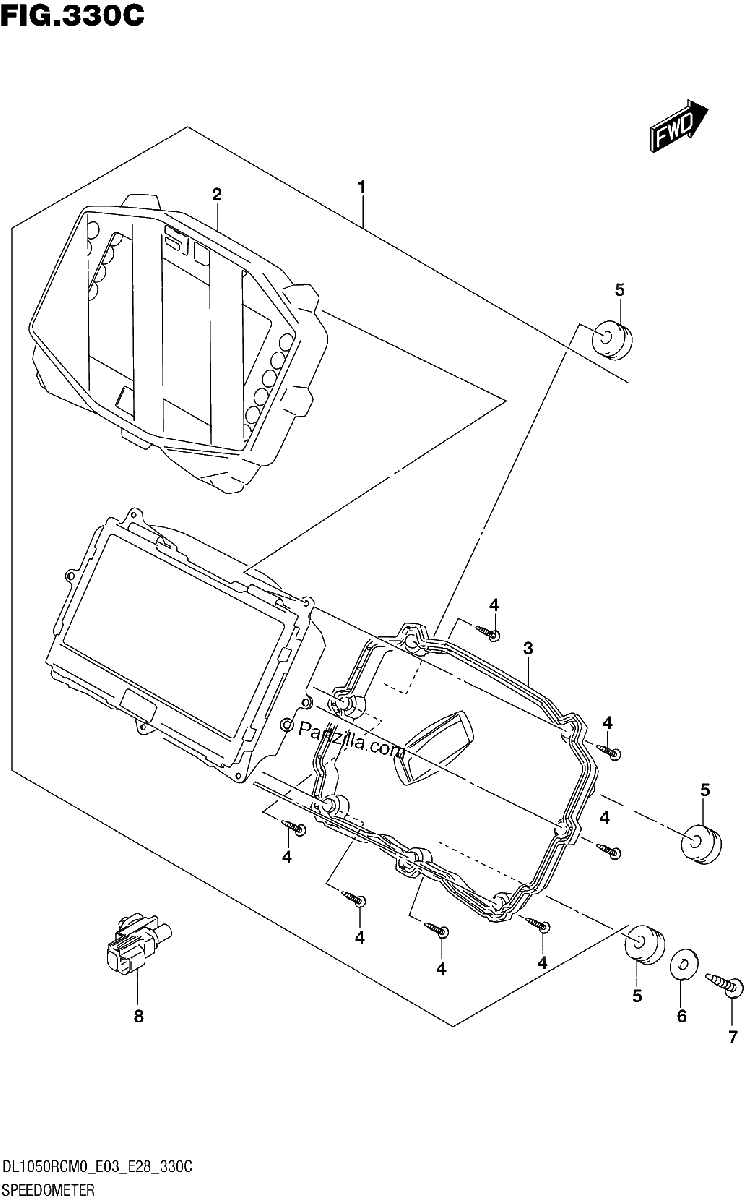 Diagrama de SPEEDOMETER DL1050RC E28