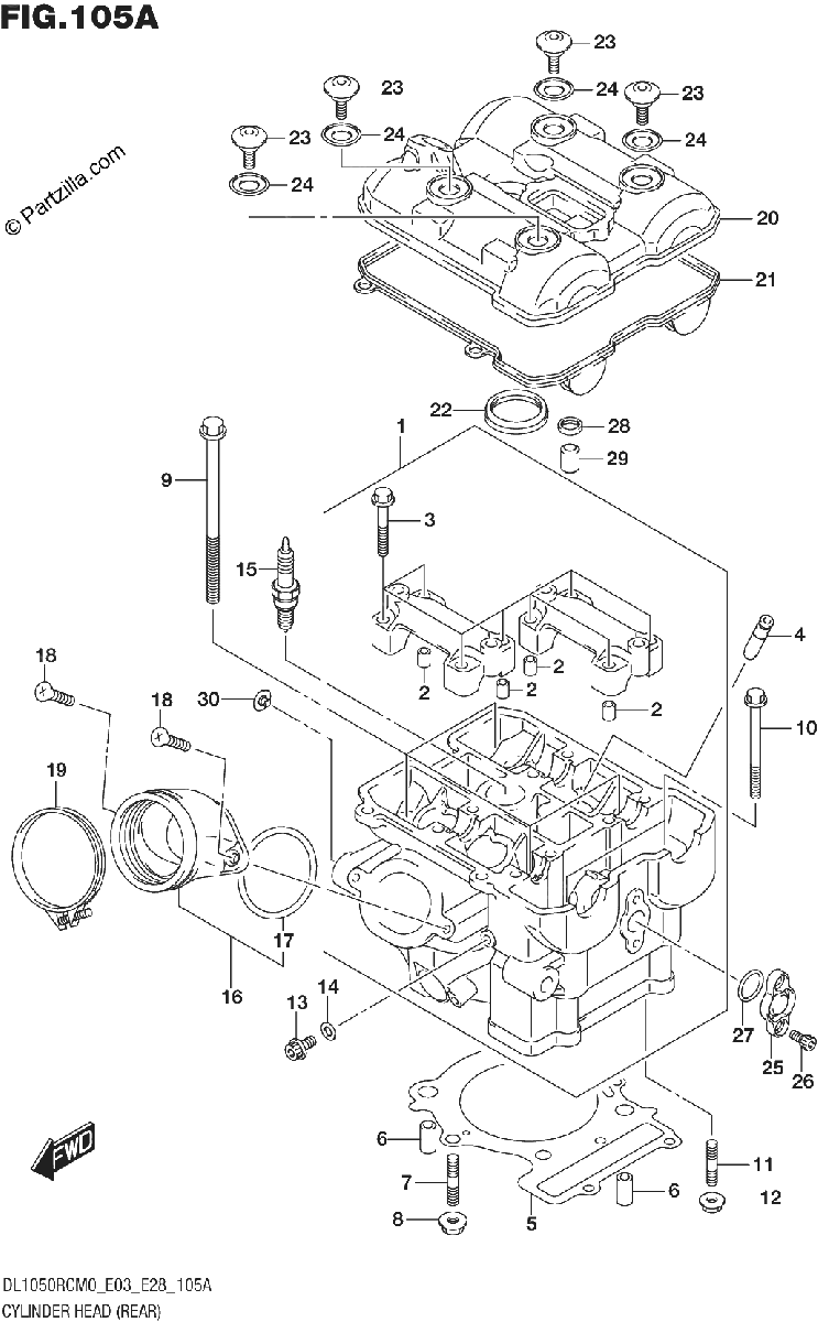 Diagrama de CYLINDER HEAD REAR