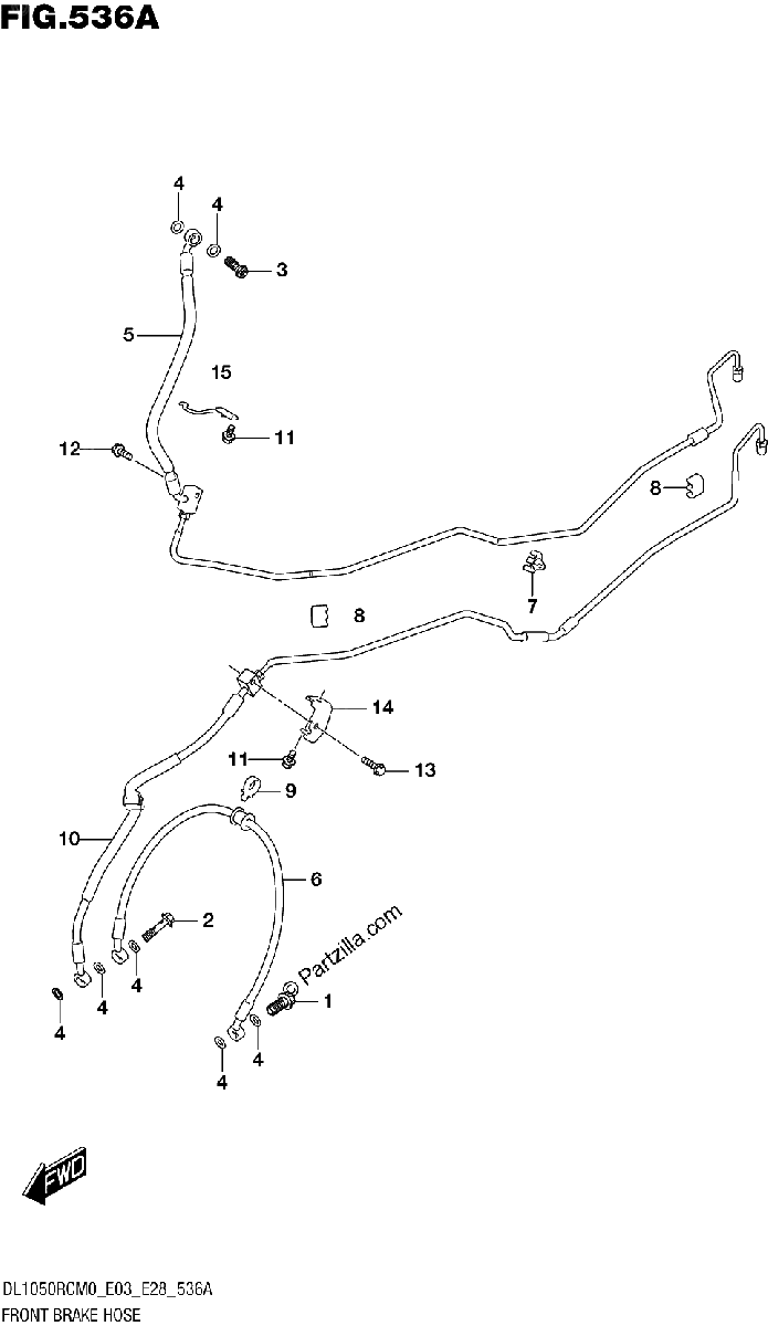Diagrama de FRONT BRAKE HOSE DL1050RQ