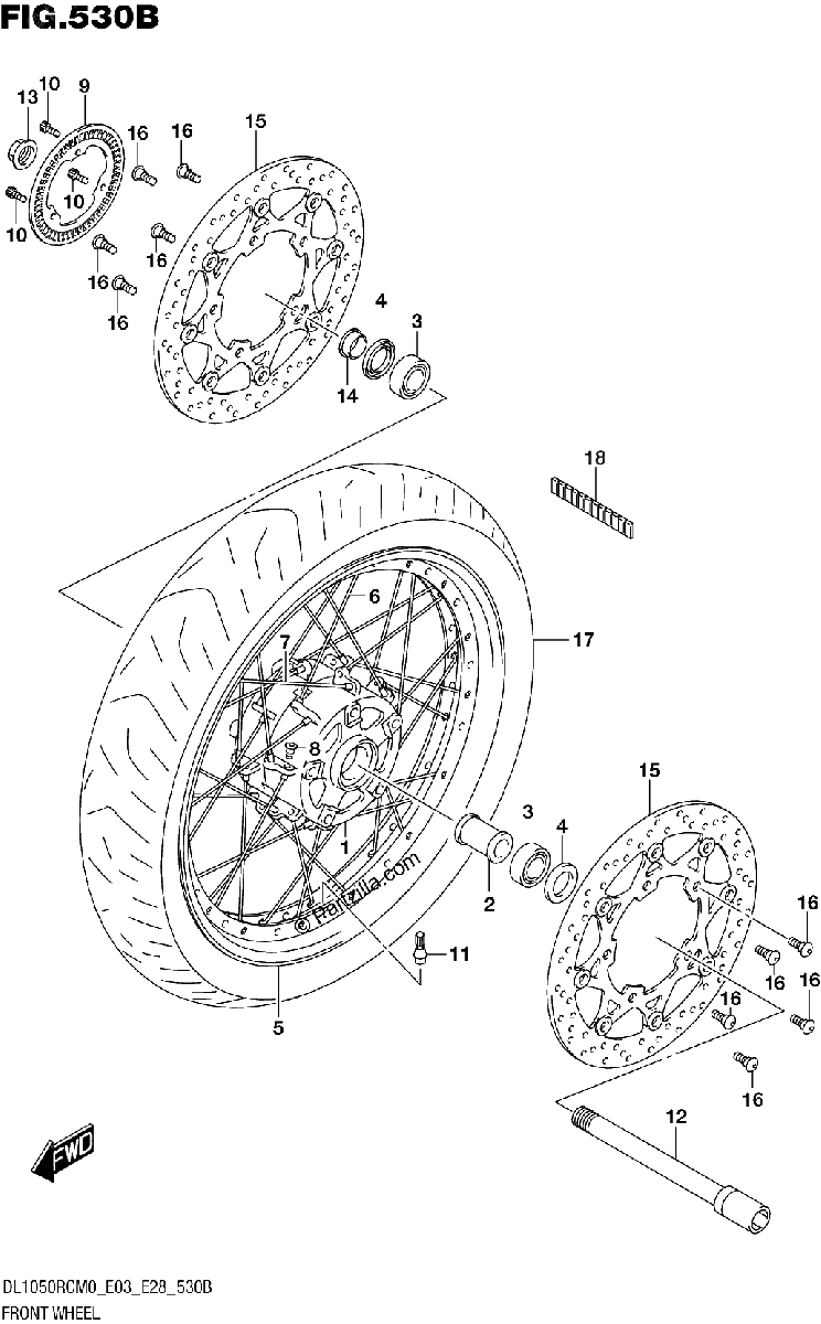 Diagrama de FRONT WHEEL DL1050RC