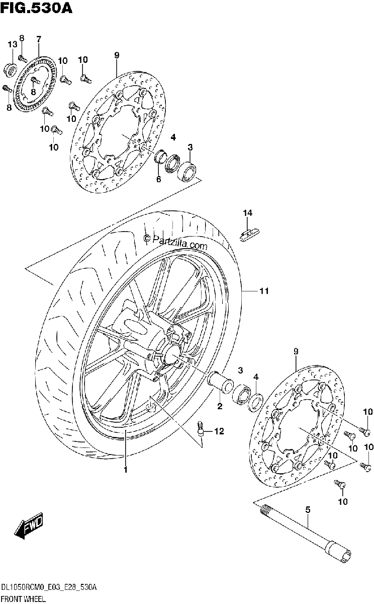 Diagrama de FRONT WHEEL DL1050RQ