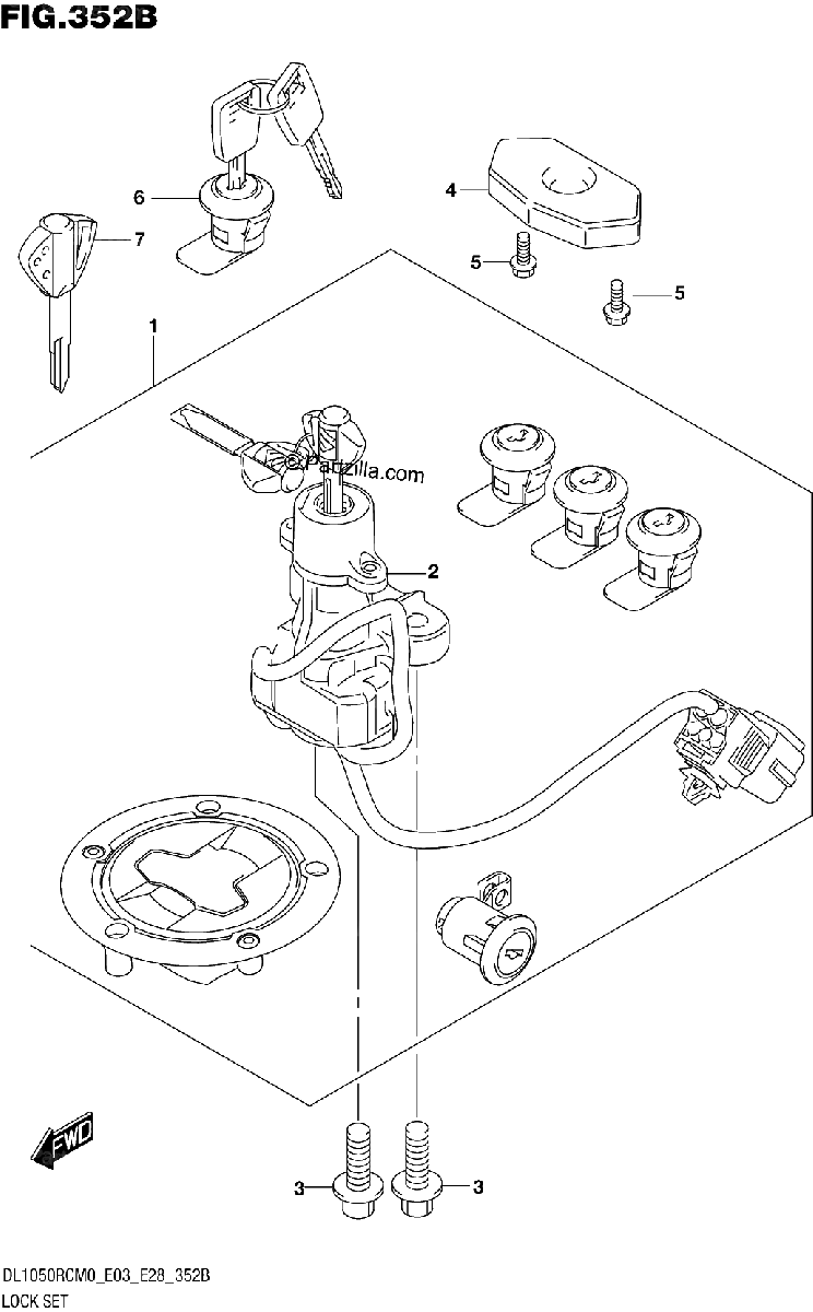 Diagrama de LOCK SET SEE NOTE 1