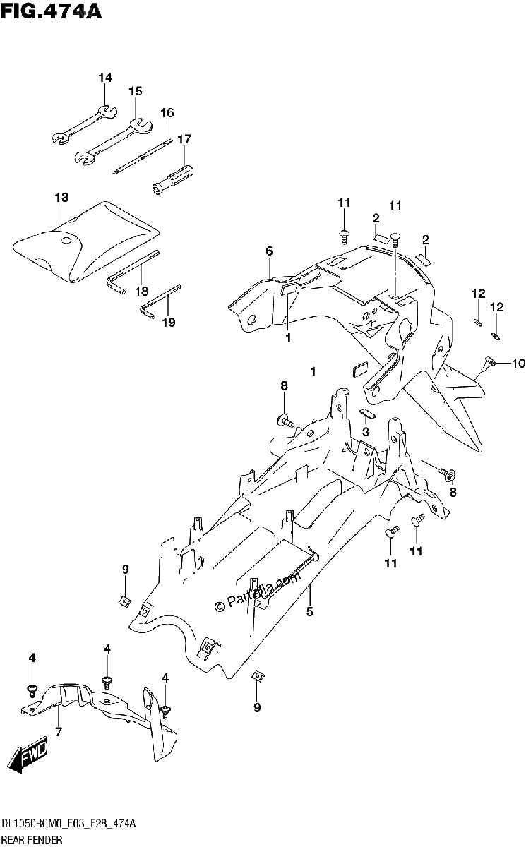 Diagrama de REAR FENDER DL1050RC