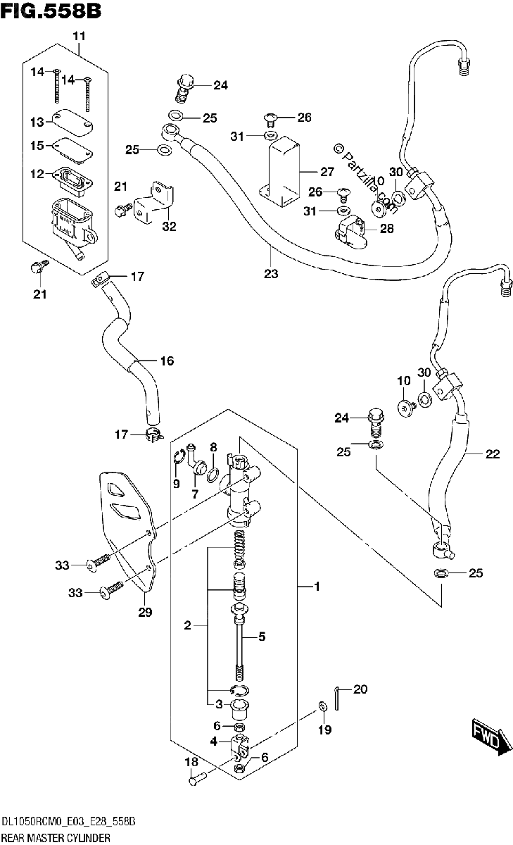 Diagrama de REAR MASTER CYLINDER 1 DL1050RQ