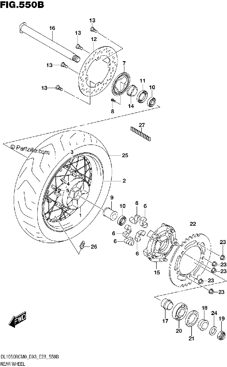 Diagrama de REAR WHEEL DL1050RC