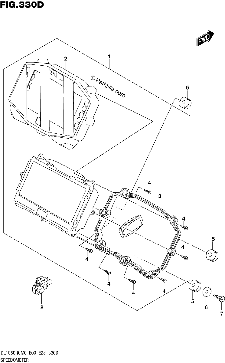 Diagrama de SPEEDOMETER DL1050RC E03 E33