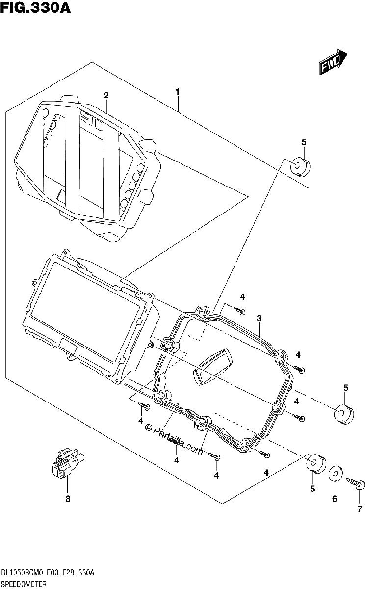 Diagrama de SPEEDOMETER DL1050RQ E28