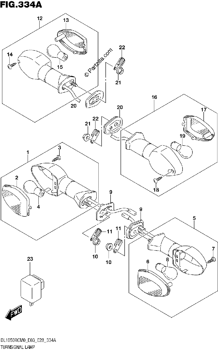 Diagrama de TURNSIGNAL LAMP DL1050RQ