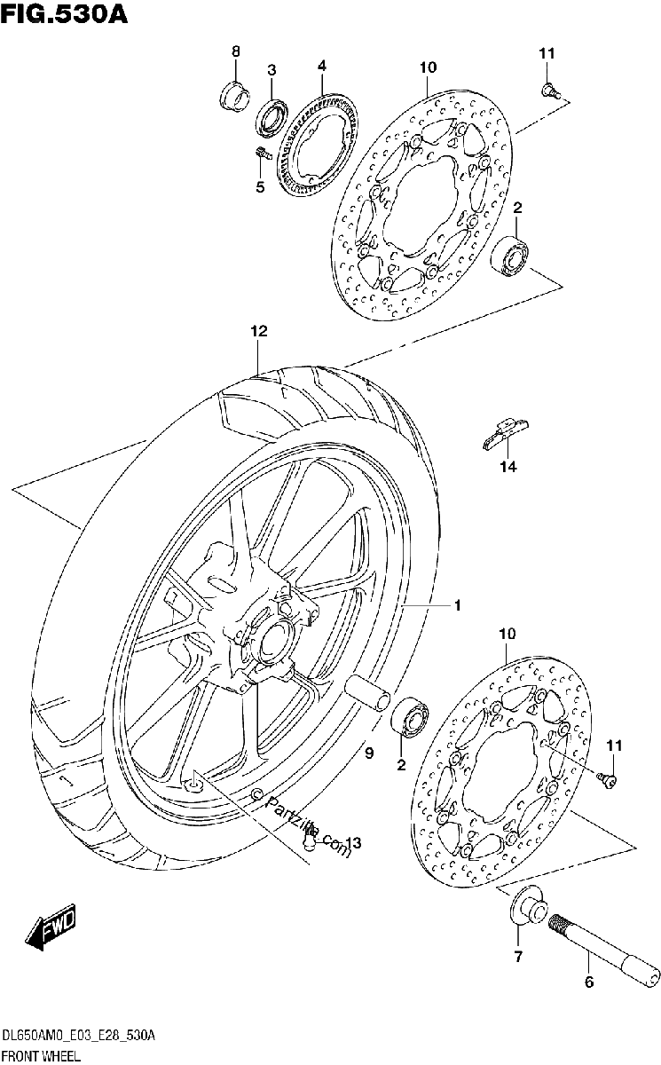Diagrama de FRONT WHEEL DL650A