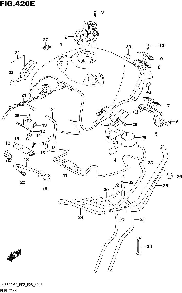 Diagrama de FUEL TANK DL650A E03 E28
