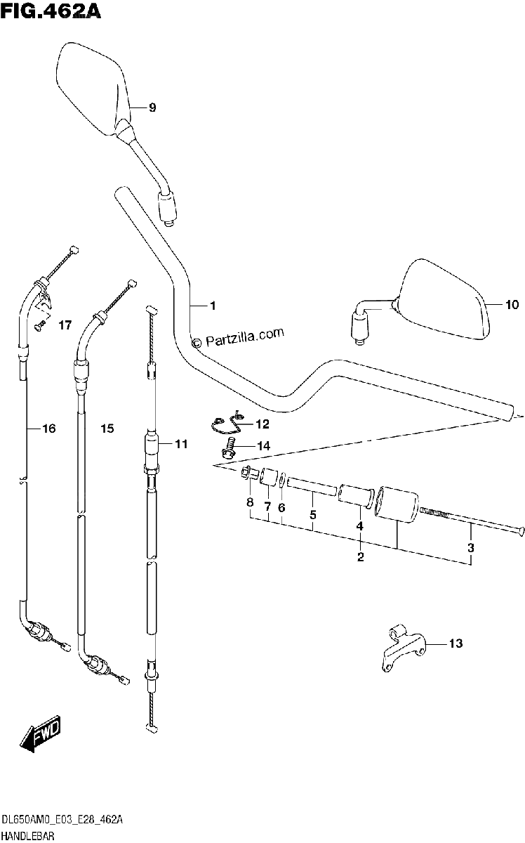 Diagrama de HANDLEBAR DL650A