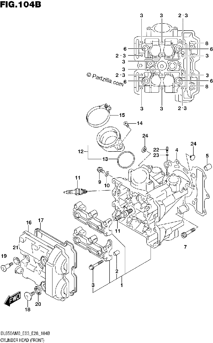 Diagrama de CYLINDER HEAD FRONT
