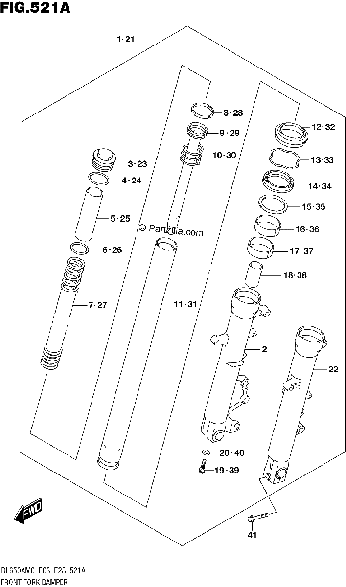 Diagrama de FRONT FORK DAMPER