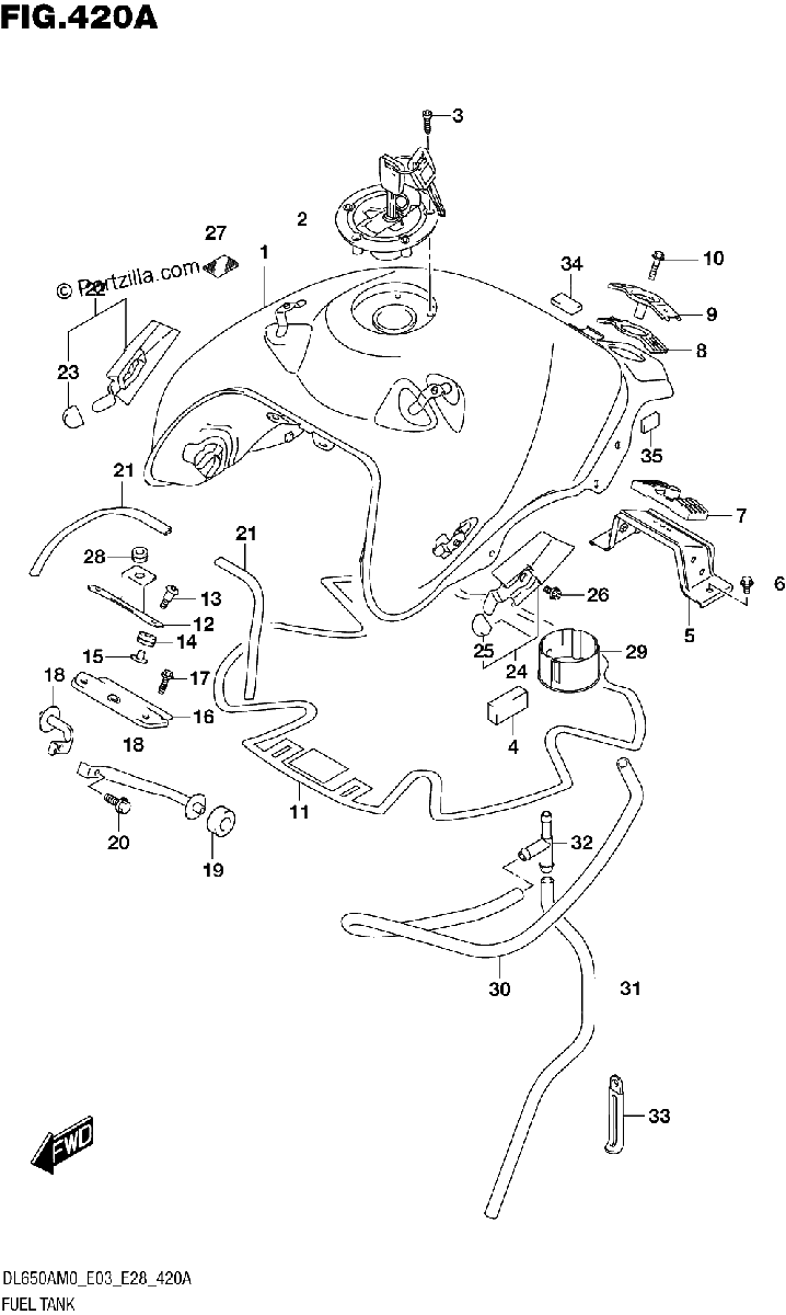 Diagrama de FUEL TANK DL650A E33