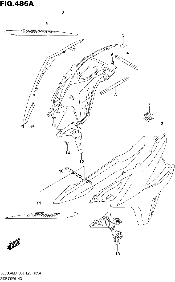 Diagrama de SIDE COWLING DL650A