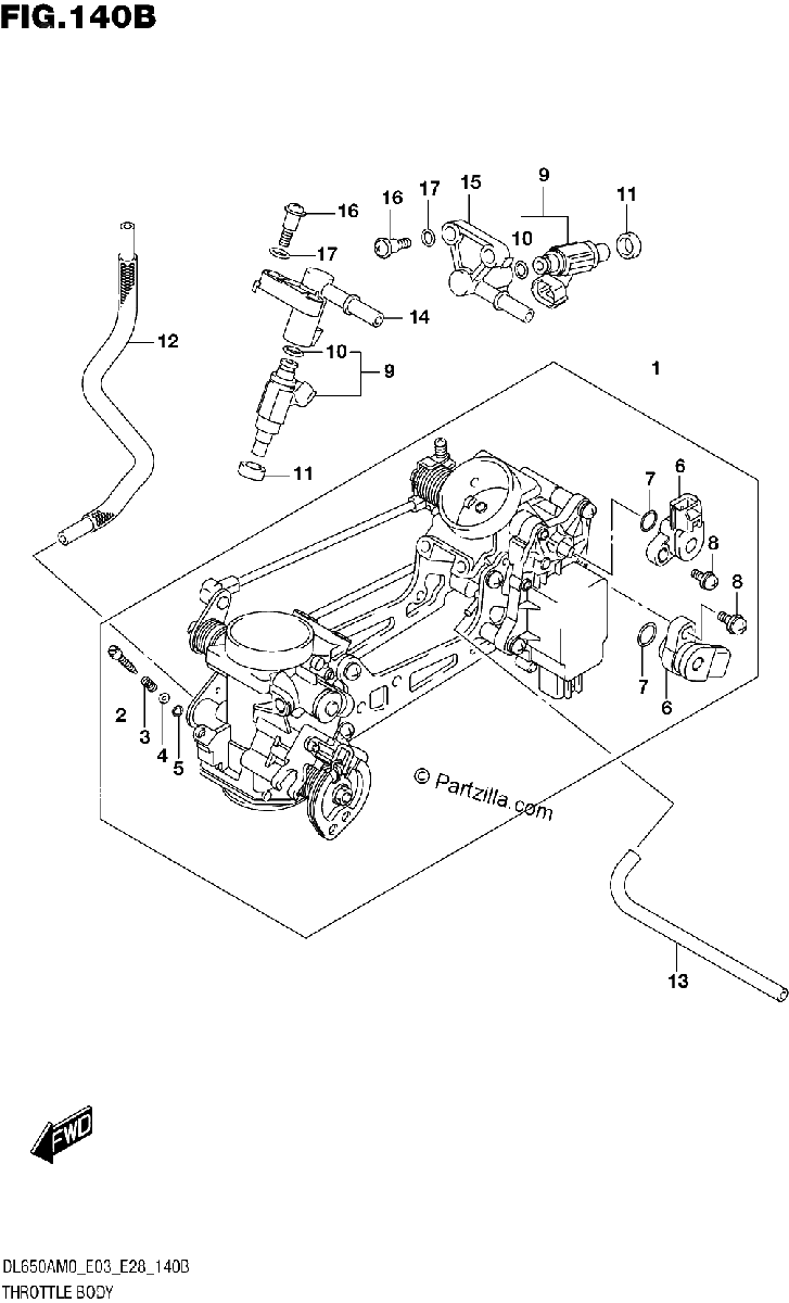 Diagrama de THROTTLE BODY E03 E28
