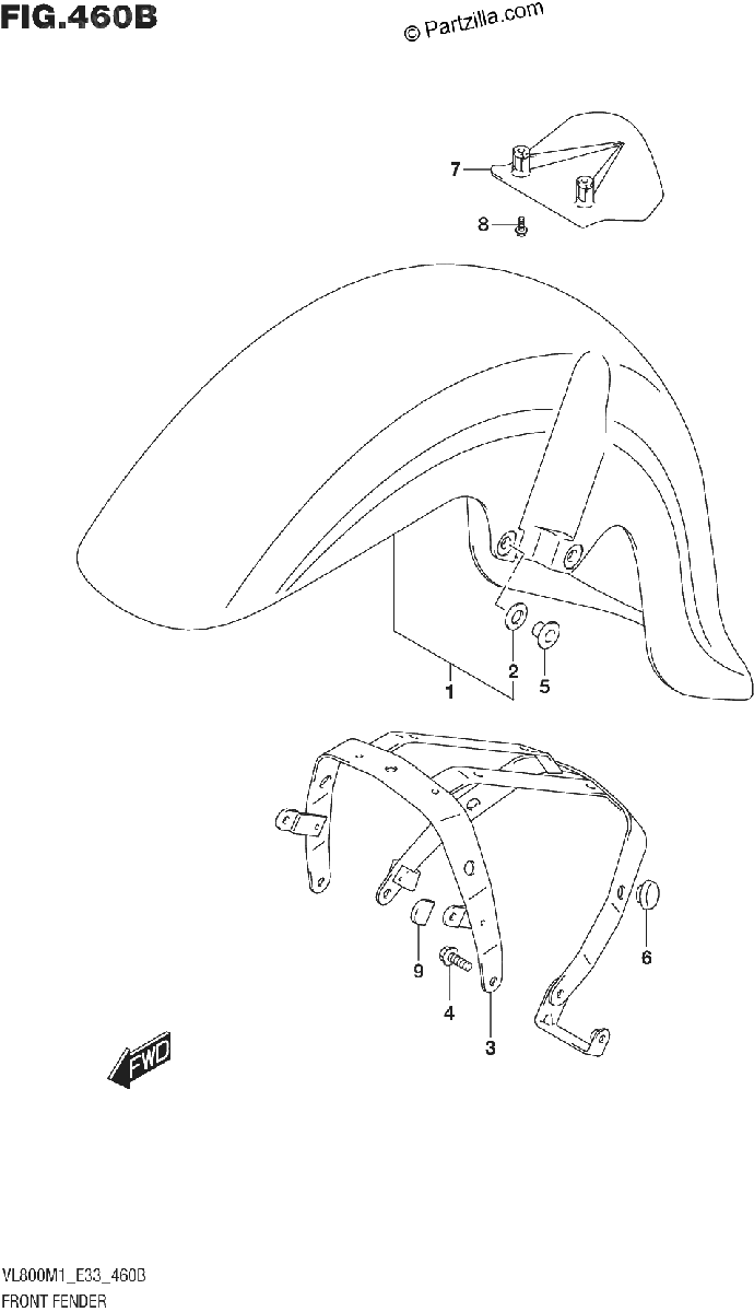 Diagrama de FRONT FENDER VL800