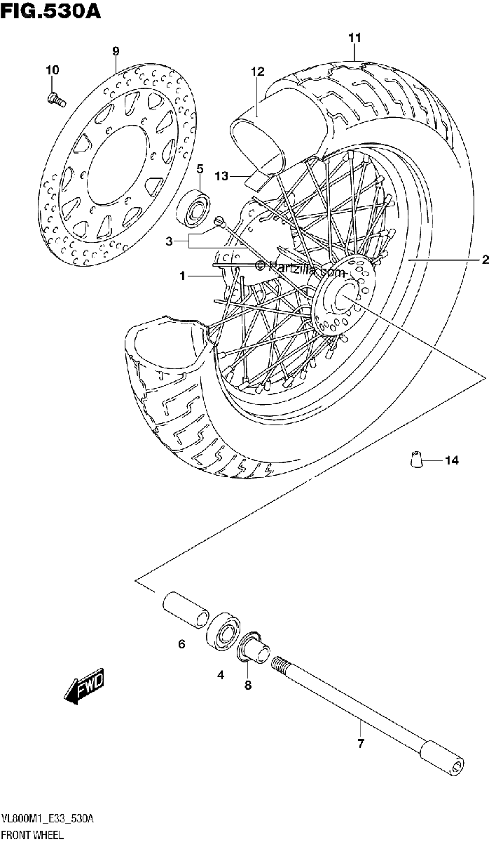 Diagrama de FRONT WHEEL VL800