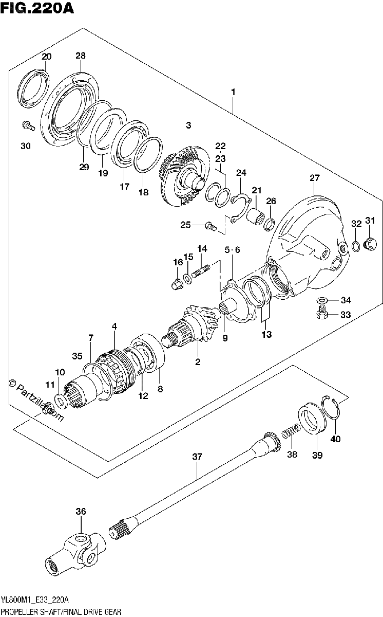 Diagrama de PROPELLER SHAFT FINAL DRIVE GEAR
