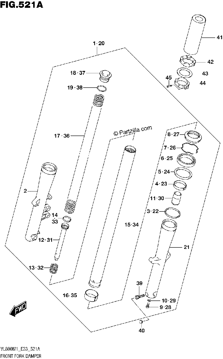 Diagrama de FRONT FORK DAMPER