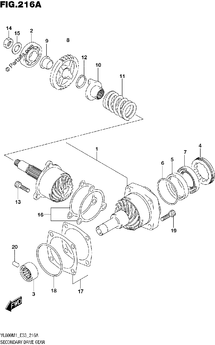 Diagrama de SECONDARY DRIVE GEAR