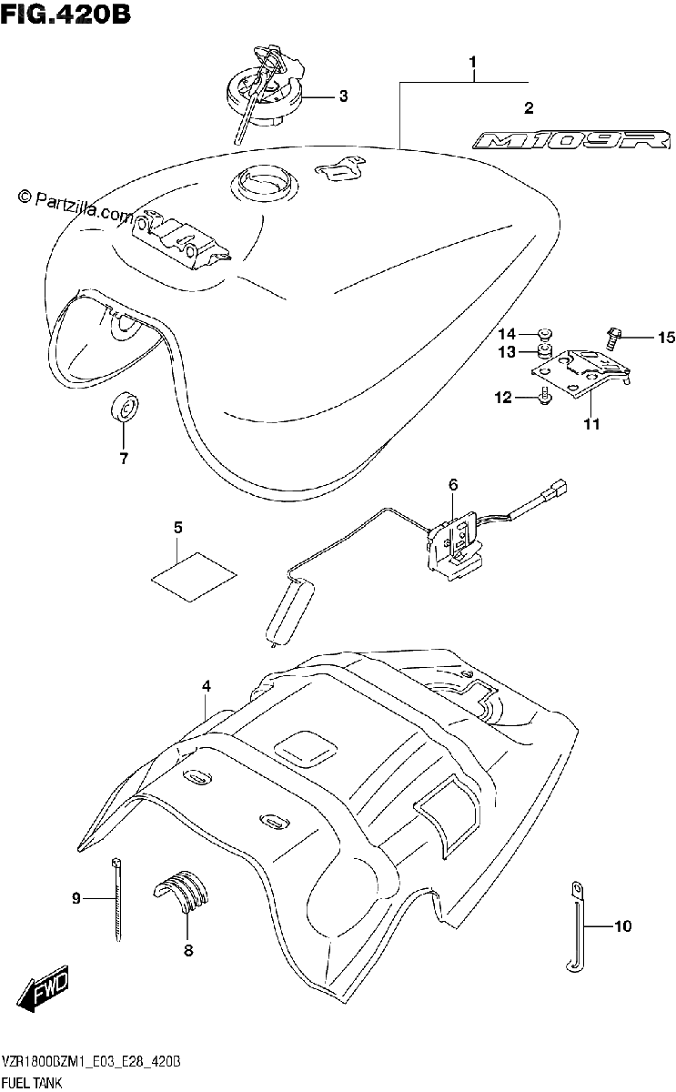 Diagrama de FUEL TANK E03 E28 SEE NOTE 1