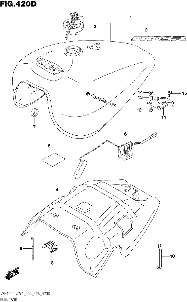 Diagrama de FUEL TANK E33 SEE NOTE 1