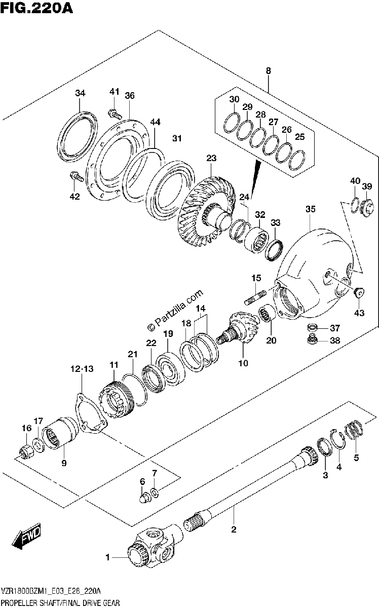 Diagrama de PROPELLER SHAFT FINAL DRIVE GEAR