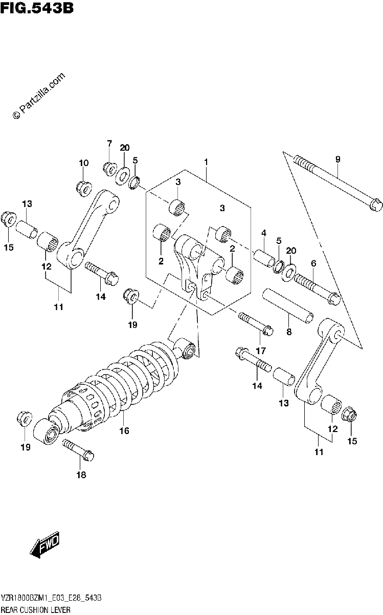 Diagrama de REAR CUSHION LEVER