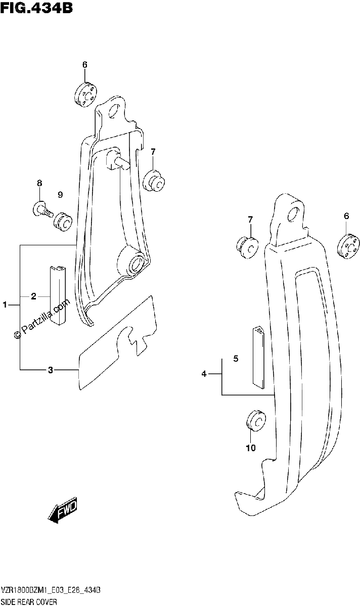 Diagrama de SIDE REAR COVER