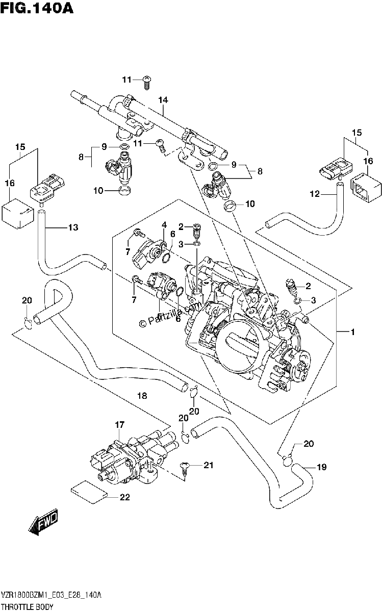 Diagrama de THROTTLE BODY E03 E28