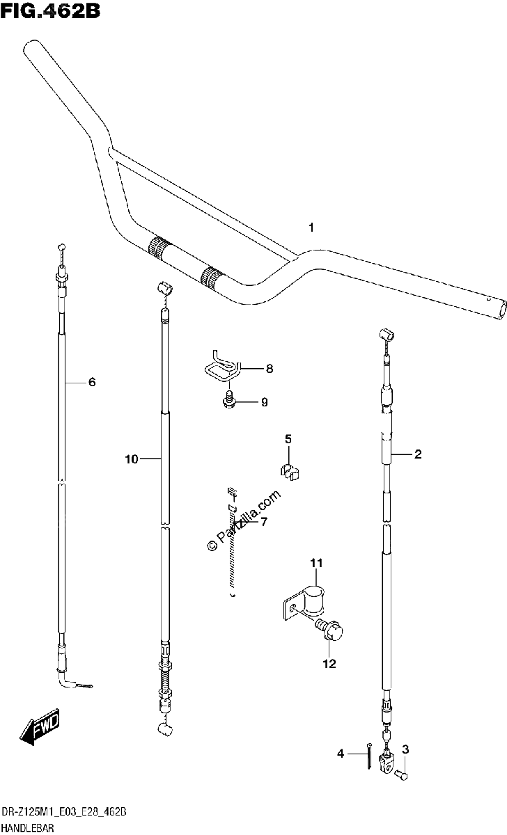 Diagrama de HANDLEBAR DR Z125