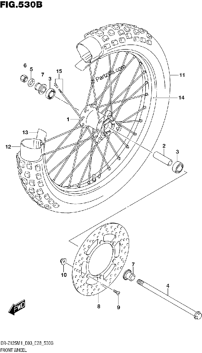 Diagrama de FRONT WHEEL DR Z125L