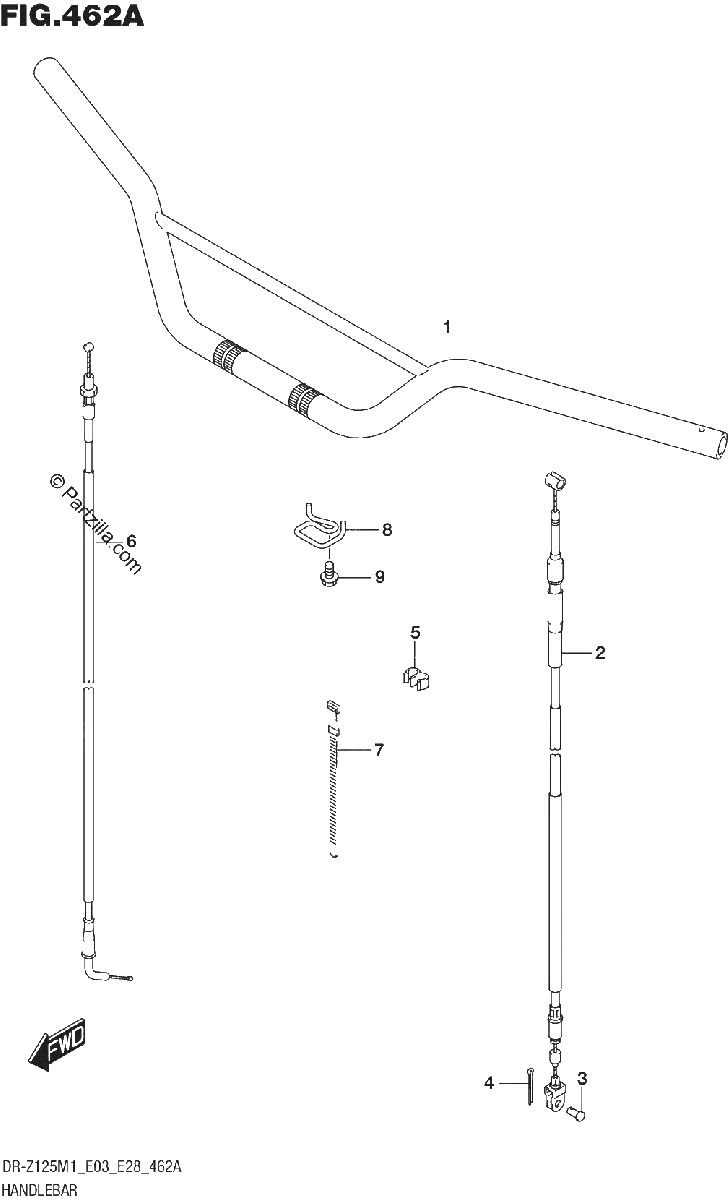Diagrama de HANDLEBAR DR Z125L