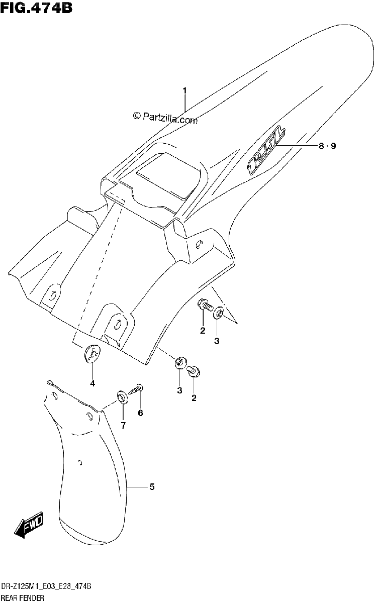 Diagrama de REAR FENDER E03
