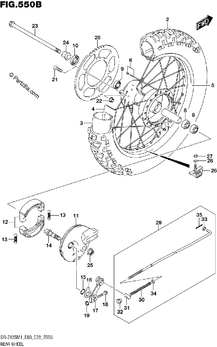 Diagrama de REAR WHEEL DR Z125L