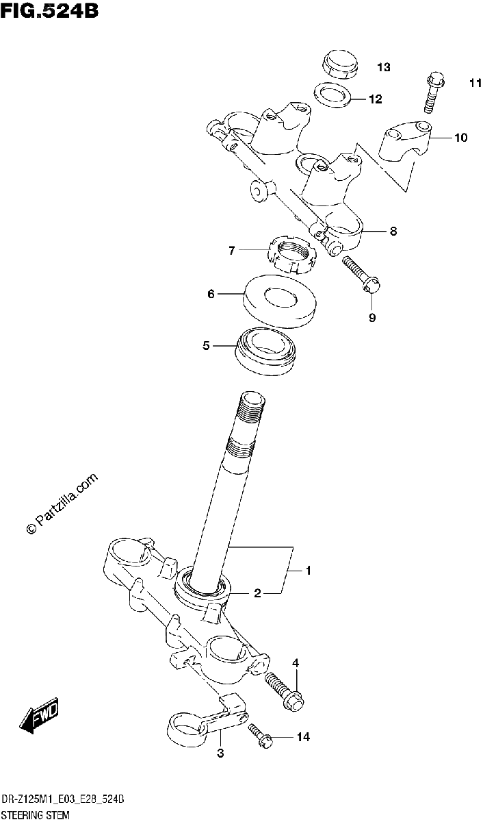Diagrama de STEERING STEM DR Z125L E03