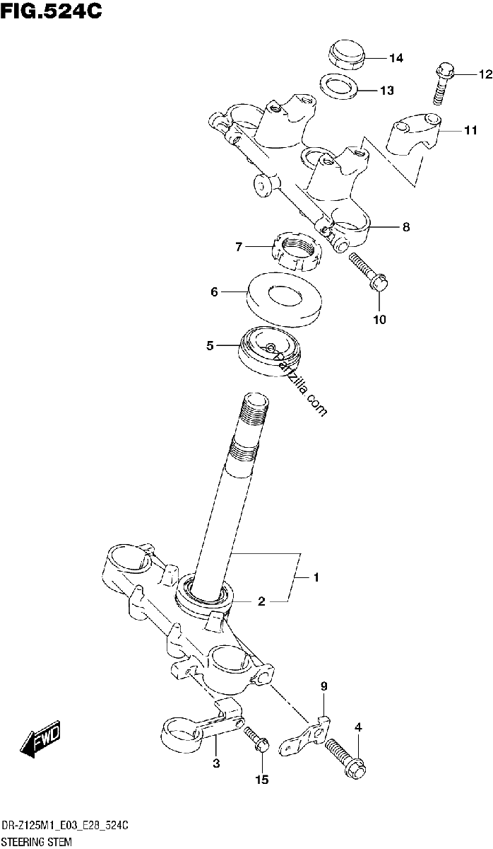 Diagrama de STEERING STEM DR Z125L E28