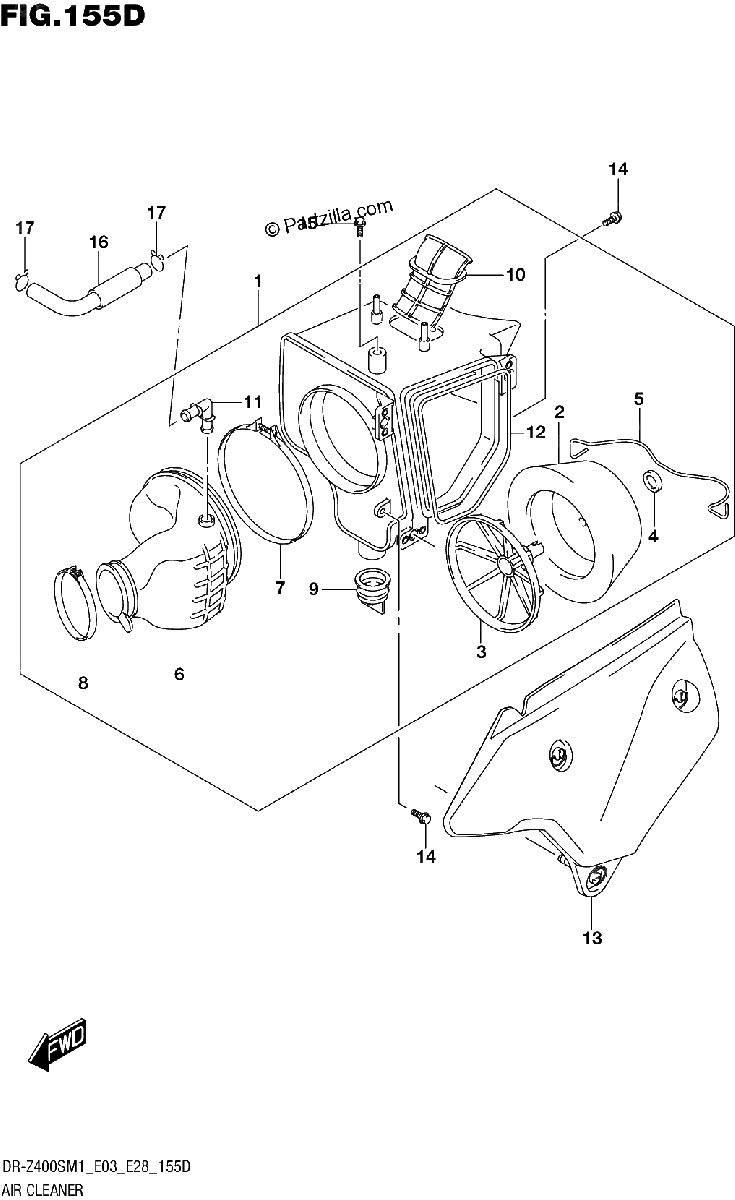 Diagrama de AIR CLEANER DR Z400S
