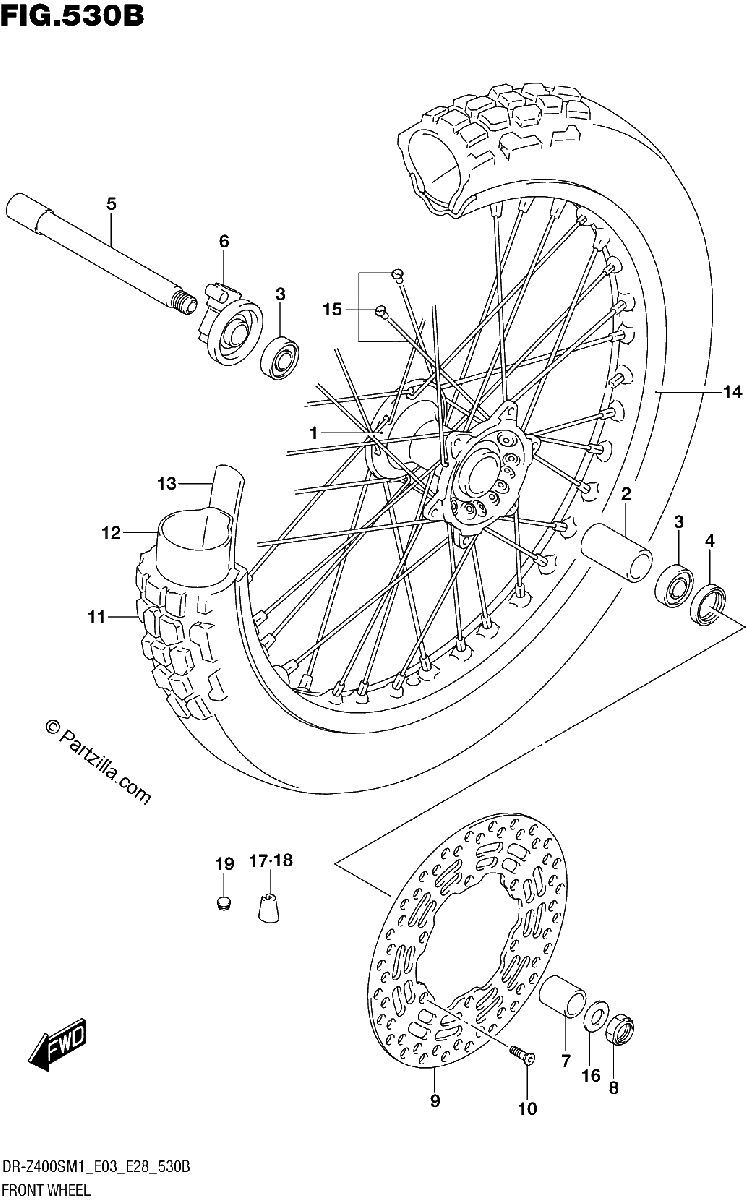 Diagrama de FRONT WHEEL DR Z400S