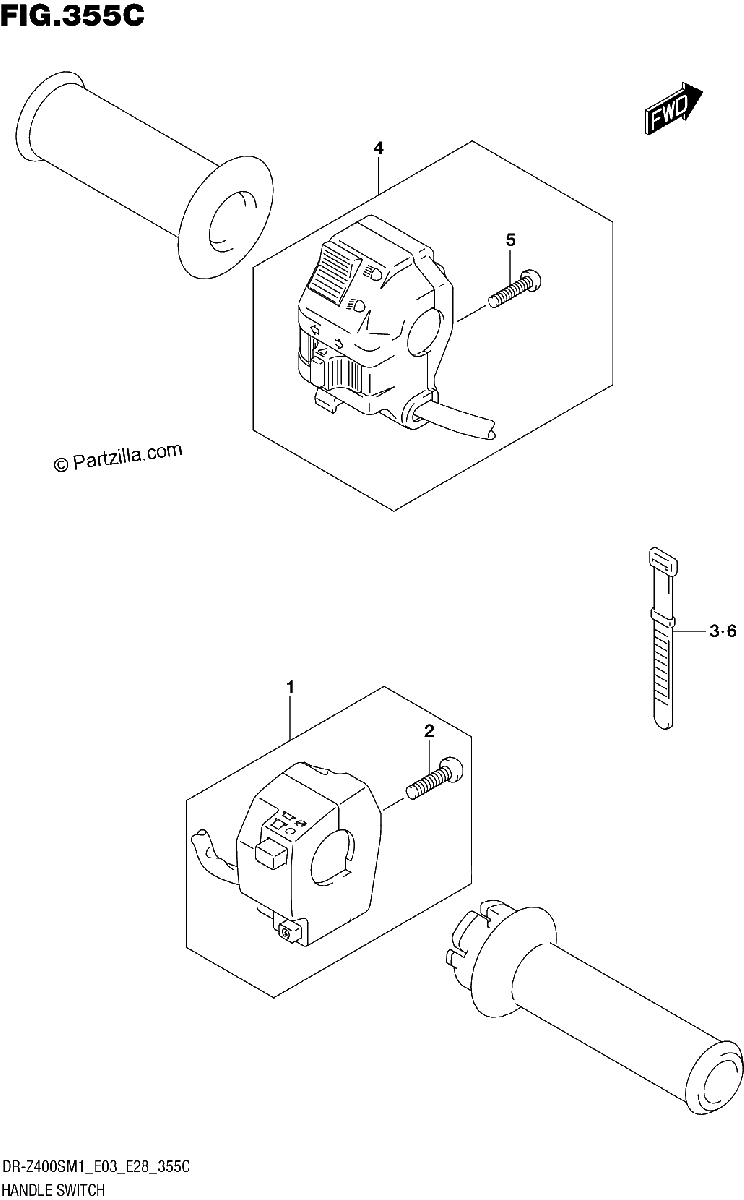 Diagrama de HANDLE SWITCH DR Z400S