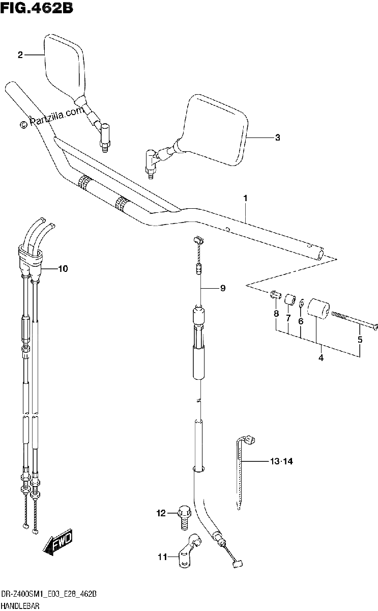Diagrama de HANDLEBAR DR Z400S