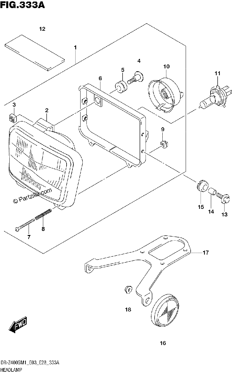 Diagrama de HEADLAMP DR Z400S
