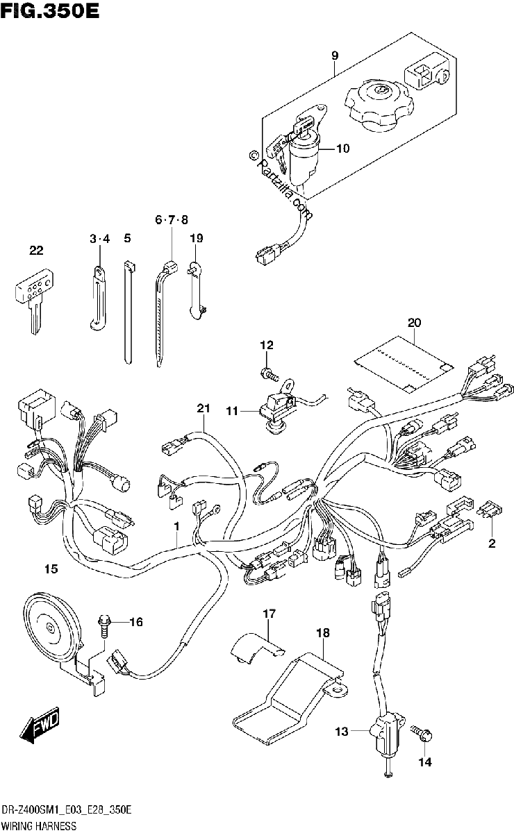 Diagrama de WIRING HARNESS DR Z400S E33