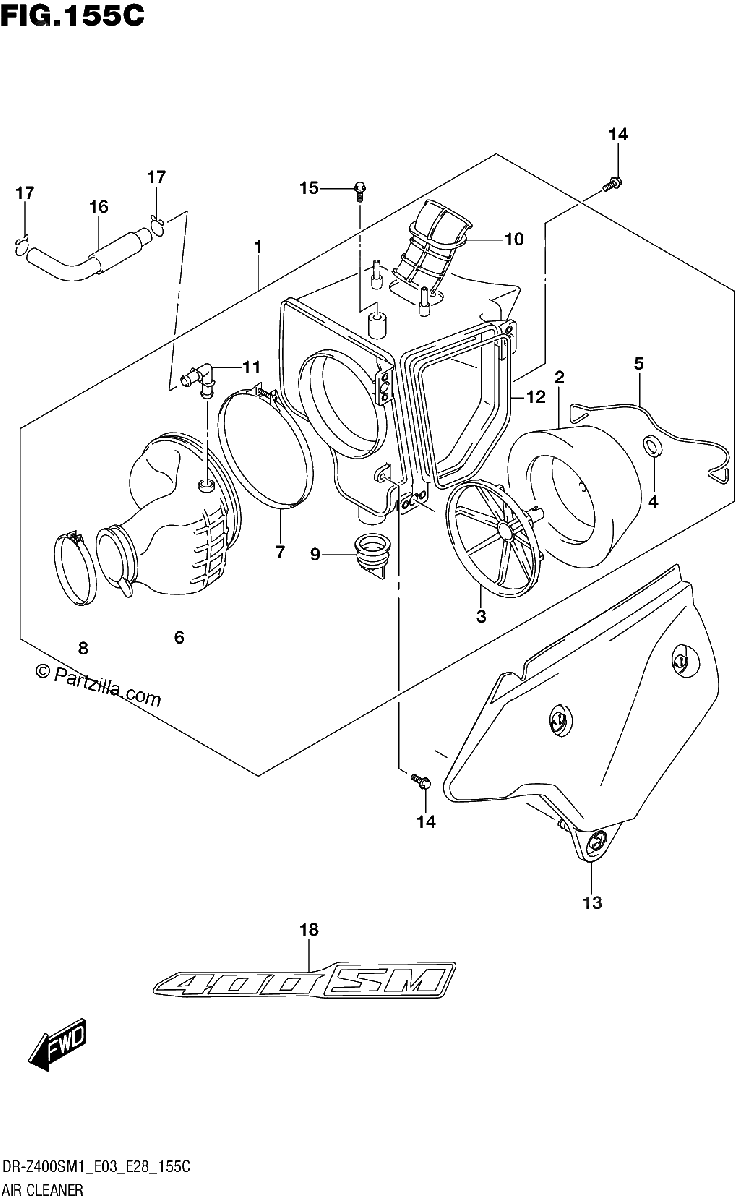 Diagrama de AIR CLEANER DR Z400SM
