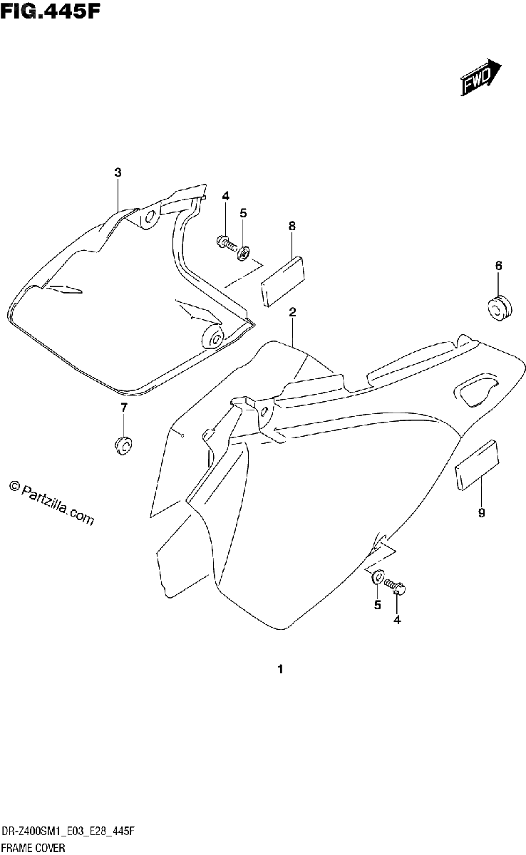 Diagrama de FRAME COVER DR Z400S E33